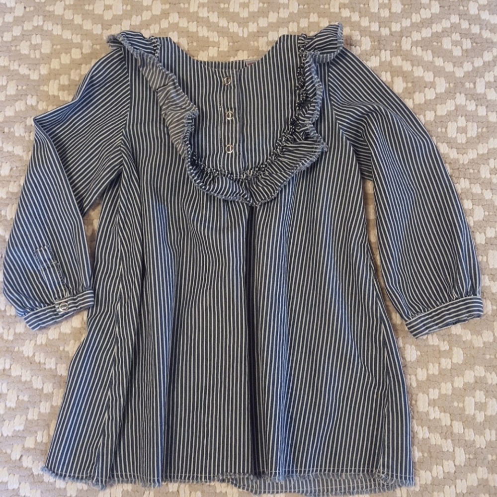 Pinstripe Denim Long Sleeve Dress